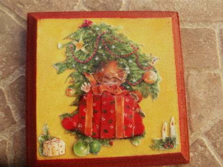 tableau en bois décor noël